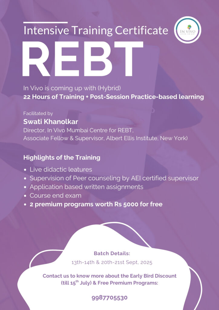Intensive training certificate in REBT course 2025 (Hybrid)
