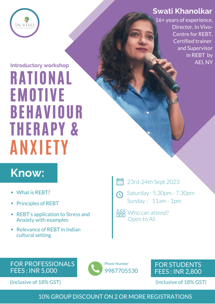 REBT and Anxiety – An introductory workshop to understand & use REBT